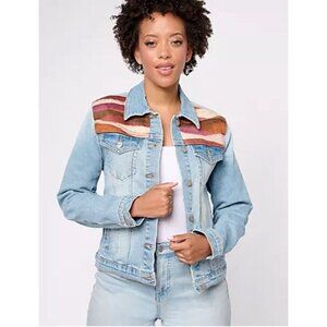 Driftwood Jeans Denim Jacket Arizona Sunrise Womens Plus Size 3X Embroidered NEW